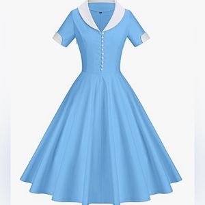 Womens 1950s Cape Collar Vintage Swing Stretchy Dresses